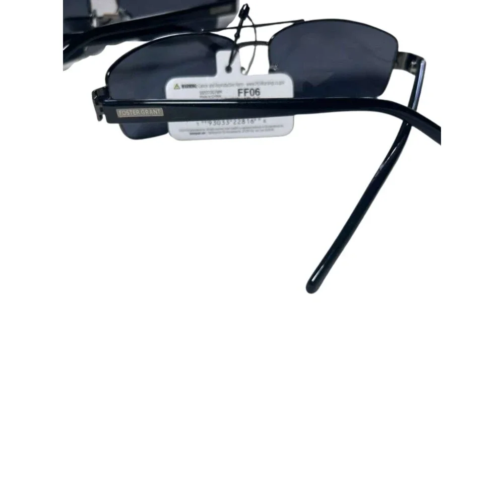 Foster Grant Rectangle Sunglasses Black Fashion Polarized 2 pack Bundle New